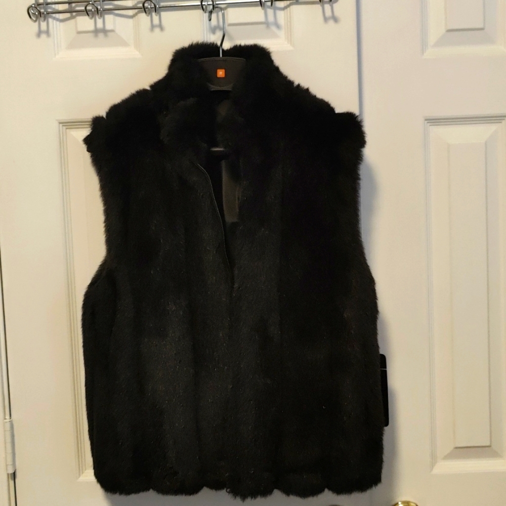 Women's NEW Black Reversible Faux Mink Vest